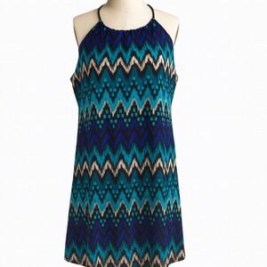 Fifth & Park Fun sundress beach pool coverup blue Ikat print size XL